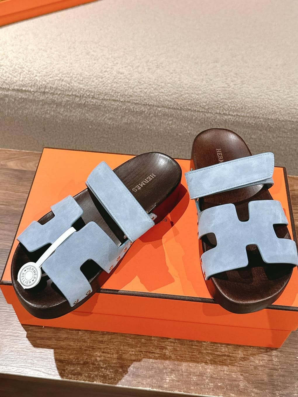 Hermes wooden sole sandals-17